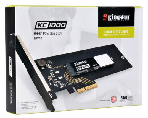 Твердотельный диск 240GB Kingston SSDNow KC1000, M.2, PCI-E 3.0 x4, [R/W - 2700/900 MB/s]